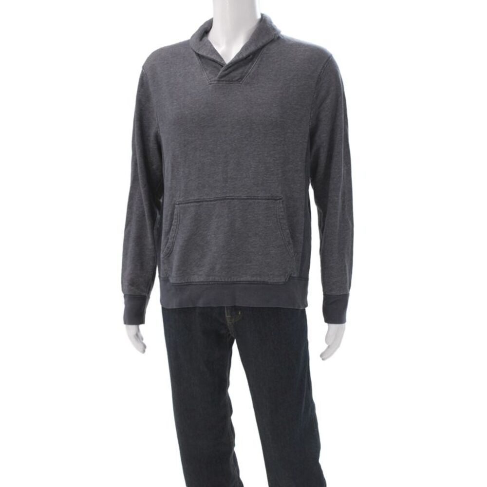 J Crew Mens Collared Pullover Sweatshirt Gray Cotton Blend Long Sleeve Size M